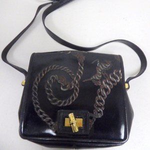 PERUZZI ITALY LEATHER CROSSBODY equestrian BAG